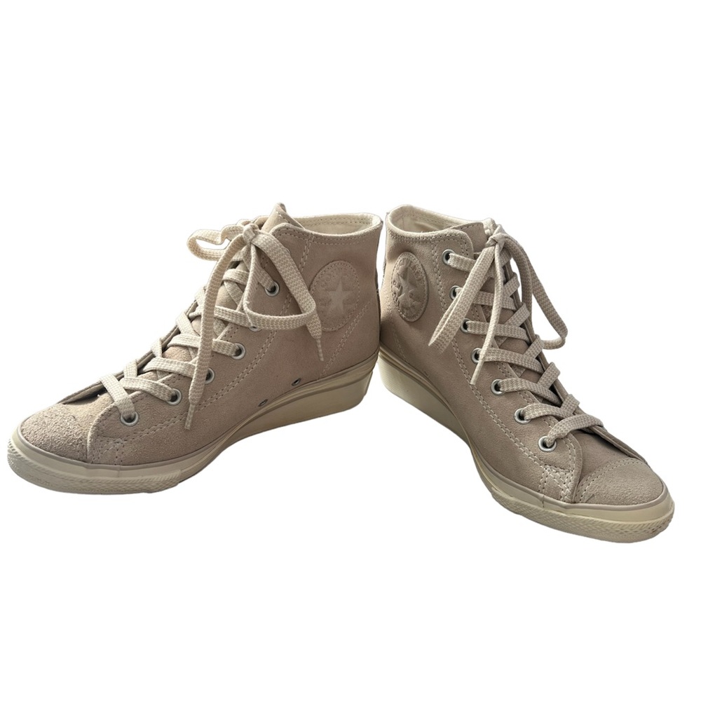 Converse All Star Chuck Taylor.  Beige, suede, wedge, sneakers like new
